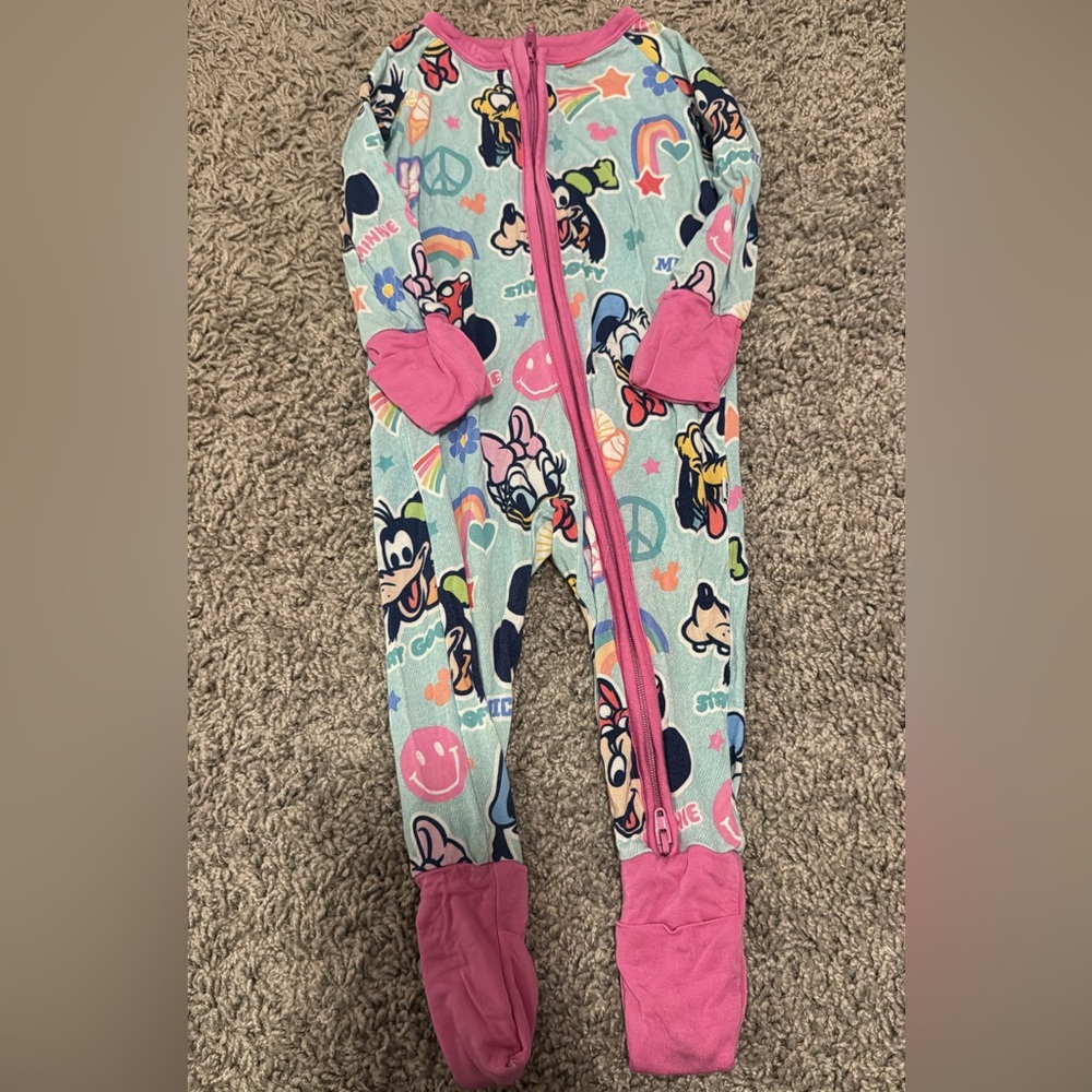 Little Sleepies Kids One Piece Footie - Pink and Blue